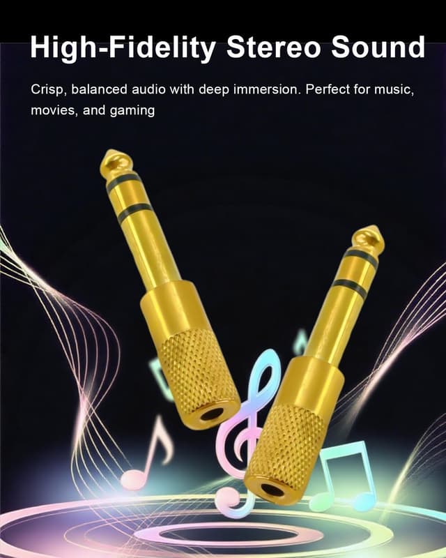 Detalle de SPTSSWET 6.35mm to 3.5mm Headphone Jack Adapter (Gold-Plated) – 2 Pack