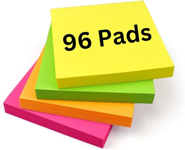 Detalle de EVG 9600 Bright Sticky Notes 76x76mm (3"x3") – 96 Pads for reminders, notes and checklists