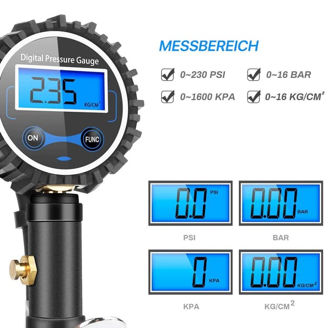 Detalle de Colisal Digitaler Reifenfüller geeichter Luftdruckprüfer bis 200 PSI mit LCD – 3-in-1 Messgerät & Reifenfüller für Auto, Motorrad, Lieferwagen