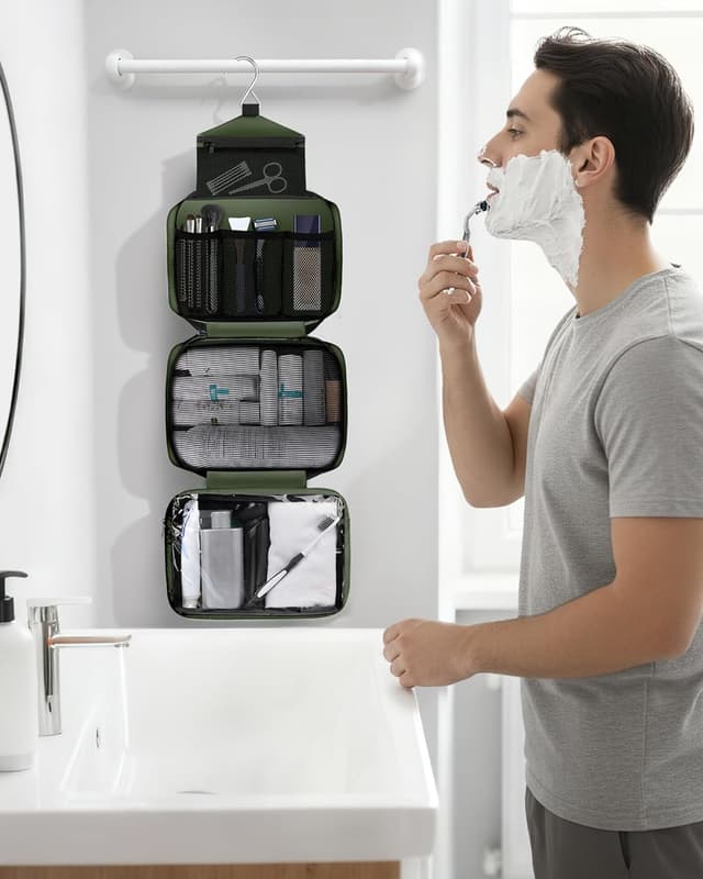 Thumbnail 6 de Maliton Large Hanging Toiletry Bag (Waterproof, Green) with 4 Compartments