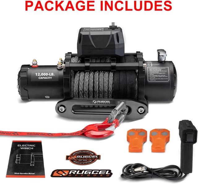 Detalle 2 de RUGCEL WINCH 12000lb 12V Waterproof Electric Winch for Trucks, Jeeps, ATVs & Trailers