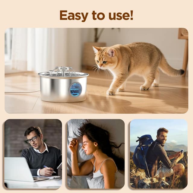 Thumbnail 6 de Fuente para Gatos Acero Inoxidable 2.6L