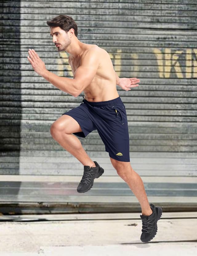 Detalle de MAGCOMSEN Pantaloncini uomo sportivi leggeri e traspiranti, asciugatura rapida con cintura elastica e laccetto