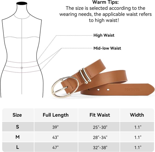 Detalle 2 de BOSTANTEN Damengürtel 1,1 Zoll Leder schwarz