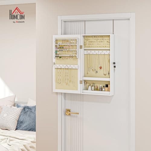 Detalle 2 de HOMCOM Espejo Joyero de Pared 2 en 1