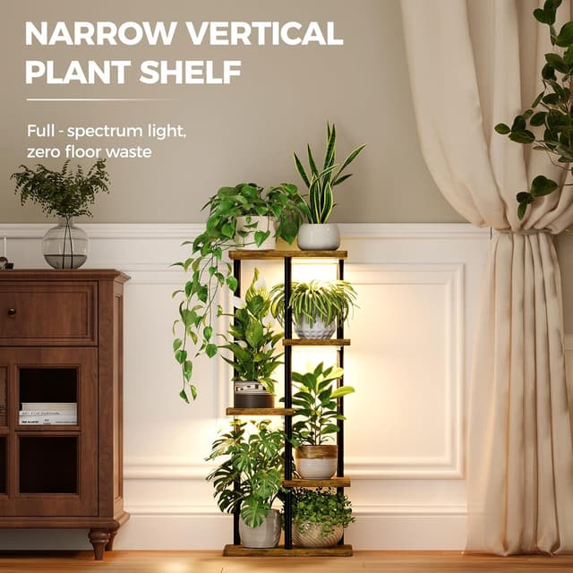 Detalle de Bamworld mensola per piante da interno a 5 livelli con luce crescente