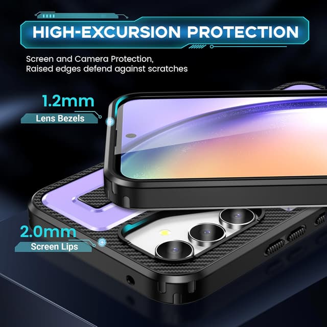 Detalle de Tuvror coque de protection pour Samsung Galaxy A54 (4G/5G) avec support et anneau rotatif 360° en violet