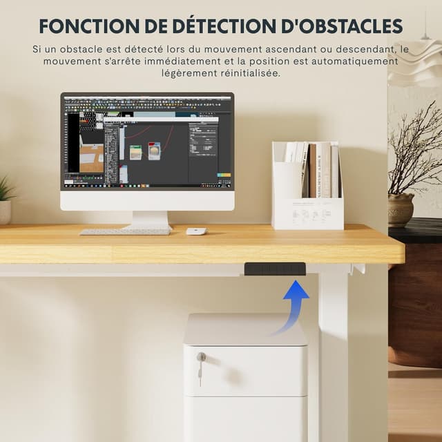 Detalle de FLEXISPOT Bureau assis debout à 2 moteurs réglable en hauteur, cadre acier 100 kg avec panneau mémoire et anti-collision (gris)
