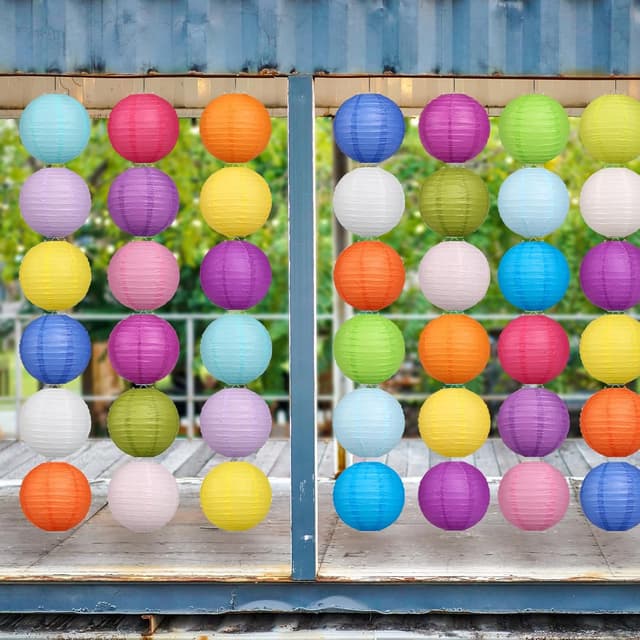Thumbnail 6 de Encham 20 bunte Papierlaternen (15 cm) mit 20 warmweißen LED-Lichtern als Portavelas