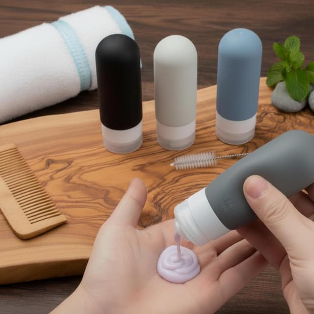 Detalle 2 de Laxen 16 Pack Travel Bottles Set (Black) with TSA/CAA Approved Clear Toiletry Bag