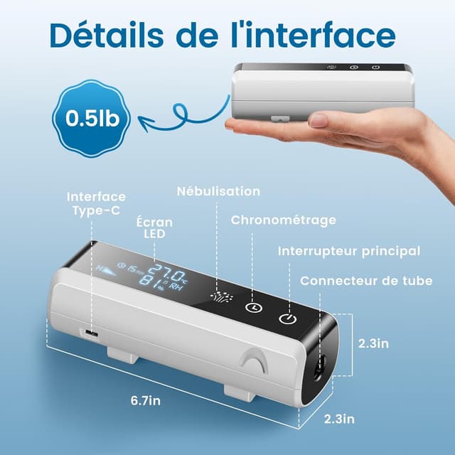 Thumbnail 5 de Nebulisateur LED Inhalateur Intelligent 8 ml