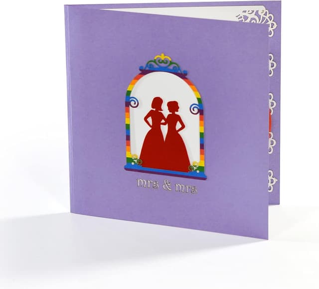 Detalle de CUTPOPUP Lesbian Wedding LGBT Couple Pop Up Card (3D Anniversary & Wedding Card, 5 x 7 in)