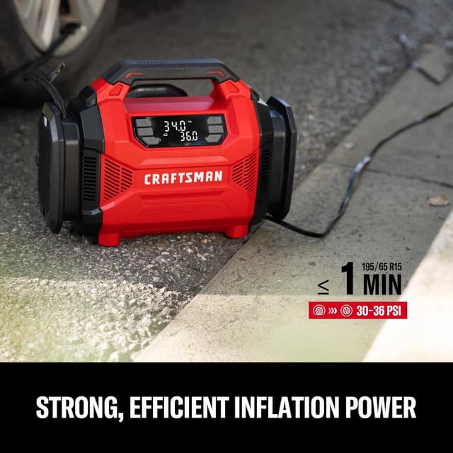 Thumbnail 4 de Craftsman Dual Power Tire Inflator Portable Air Compressor (12V DC + 120V AC) Up to 150 PSI