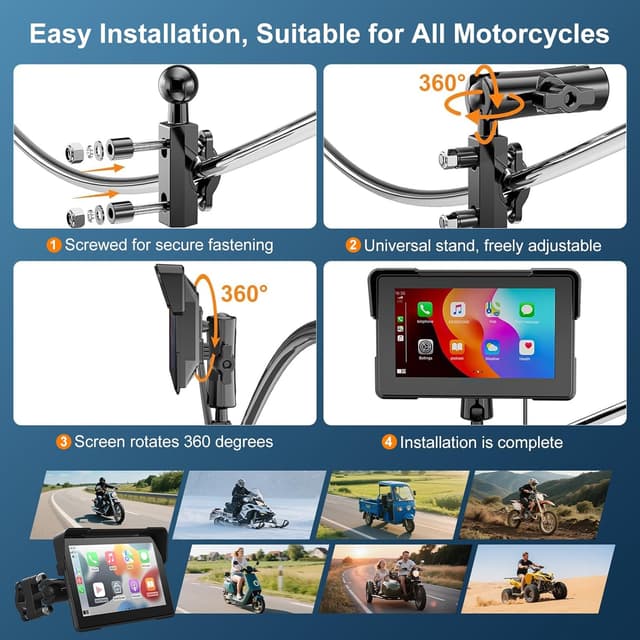 Thumbnail 6 de fuyuadas 7-Inch Wireless Motorcycle GPS with Apple CarPlay & Android Auto