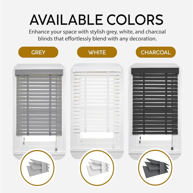 Detalle 2 de APEX Faux Wood Venetian Blinds 50mm Slats 120x150 cm