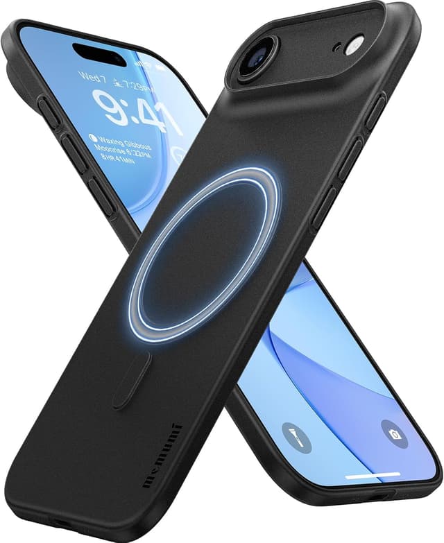 Detalle de memumi Magnétique Coque ultra mince 0,3 mm pour iPhone Air (6,5 pouces, 2025) finition mate antidérapante – Noir