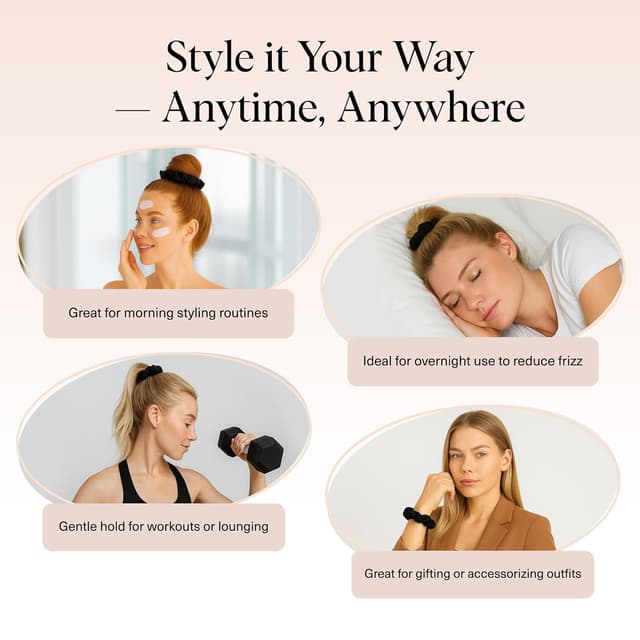 Thumbnail 4 de Kitsch Satin-Haargummis 5er-Pack schwarz 🎀