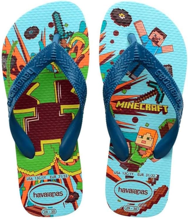 Detalle 2 de Havaianas Minecraft (Mini Me) – tongs enfant en caoutchouc, antidérapantes