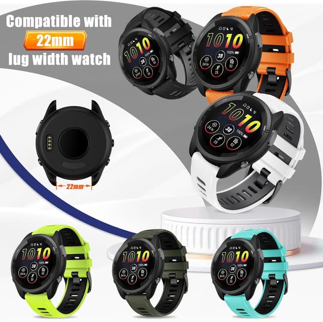Detalle 2 de Bracelet sport ANBEST 22 mm en silicone, compatible Garmin Forerunner 255 et vivoactive 4 / Venu 2, Galaxy Watch 3 45 mm, Gear S3 et Huawei GT 46