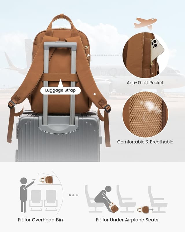 Detalle 2 de LOVEVOOK women’s laptop backpack (15.6 inch) – waterproof, anti-theft rucksack with 23L capacity