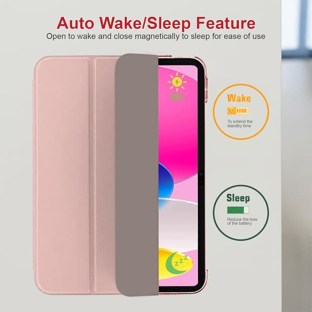 Detalle 2 de GALTD Smart Case for iPad A16 (11th Gen) & iPad 10th Gen 10.9" with Auto Wake/Sleep – Rose Gold