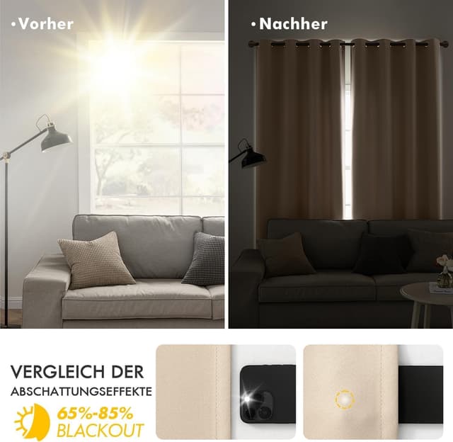 Thumbnail 5 de MIULEE Rideaux Occultant Beige 140x215cm