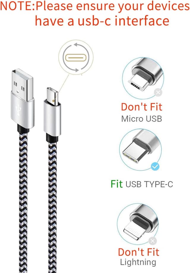 Detalle de Teeind USB Type C Fast Charging Cable (Tpc001) – 5 Pack Braided 3A, 6Ft