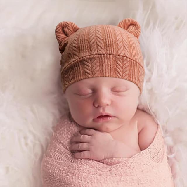 Detalle 2 de DRESHOW Newborn Beanie Hat and Gloves (96% cotton, 0–6 months) – 4 hats & 4 mittens