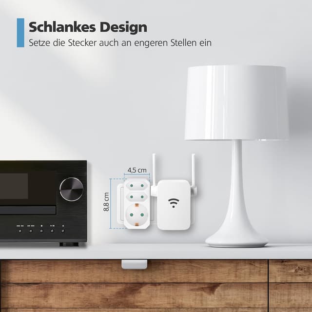 Detalle de benon 2er-Set Mehrfachstecker Weiß – 2 Euro + 1 Schuko mit Kindersicherung (3680 W)