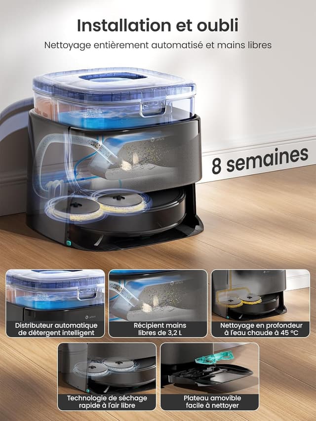 Detalle de Lefant M3 Robot Aspirateur Laveur 12 000 Pa avec station multifonctionnelle