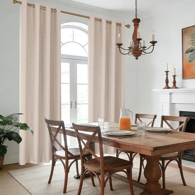 Thumbnail 6 de Ystyle rideaux occultants 100% Rideau thermique (lot de 2) 140x225 cm effet lin, œillets — marron clair