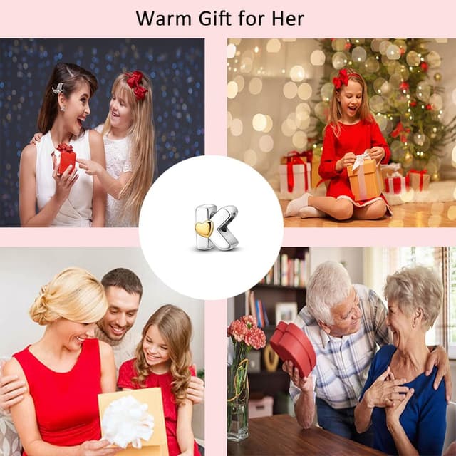 Detalle de QIKAOLA ciondolo charms in argento Sterling 925 lettera (A–Z) per bracciali e collane stile Pandora