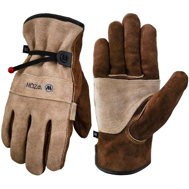 Detalle de WZQH Leather Work Gloves for Men or Women (Large) – Split Cowhide, Cotton Lined, for Gardening, TIG/MIG Welding & Construction
