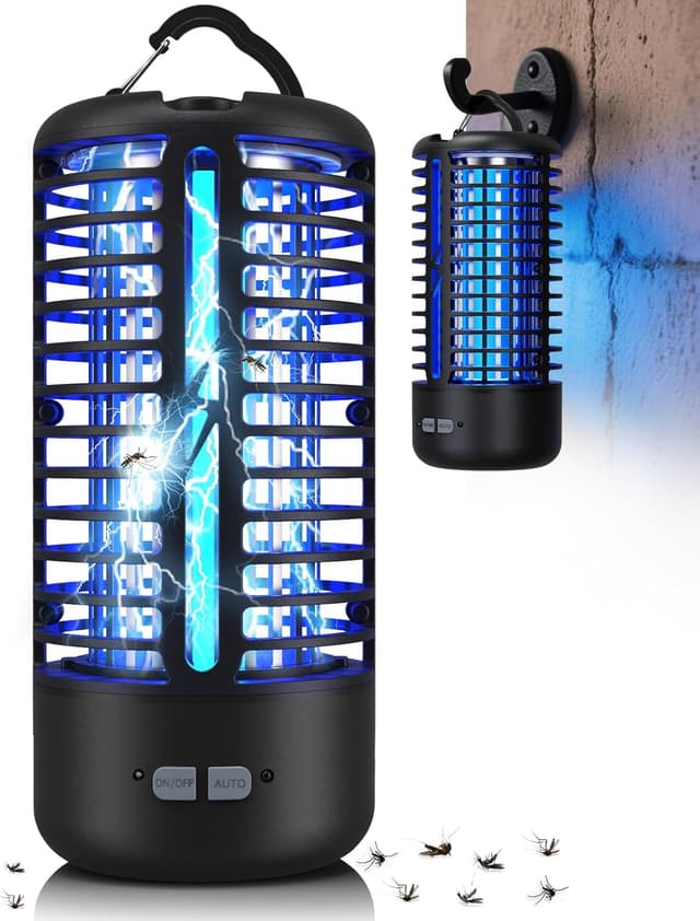 Detalle de Dnenellr Lampada Antizanzare elettrica 3000V UV LED sospendibile IPX4 (nero)