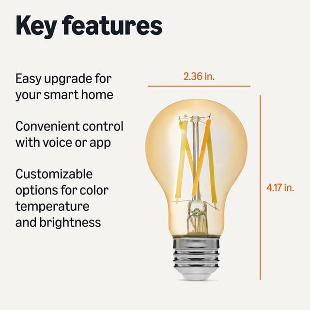 Thumbnail 1 de Amazon Basics A19 Smart Filament LED Bulb 4-pack