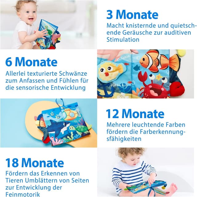 Detalle de Baby Stoffbuch ab 0 Monaten für Lernen