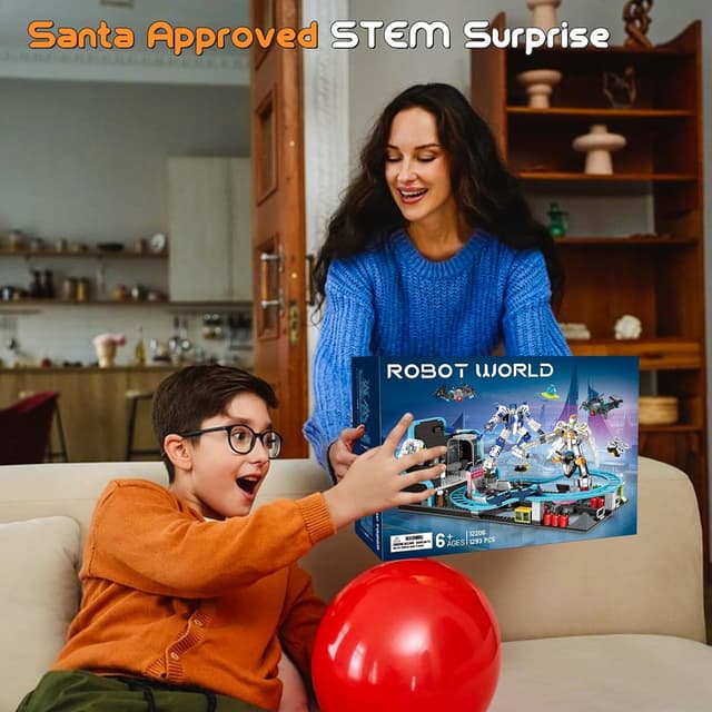 Thumbnail 6 de Rongmeiz Space Roller Coaster Building (1257 Teile) – Kreatives STEM-Bauprojekt mit Raketen-Launch & Satellitenstation