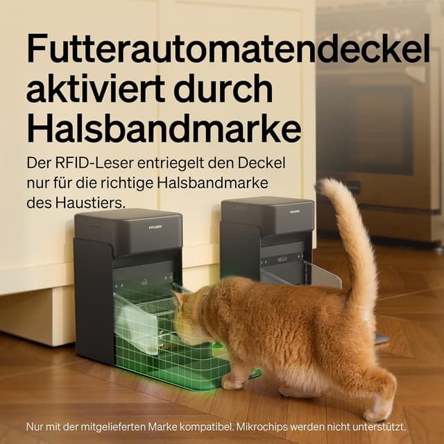 Detalle de PETLIBRO RFID-Katzenfutterautomat mit 5G-WLAN, App-Steuerung & bis zu 10 Mahlzeiten (3 l), Schwarz