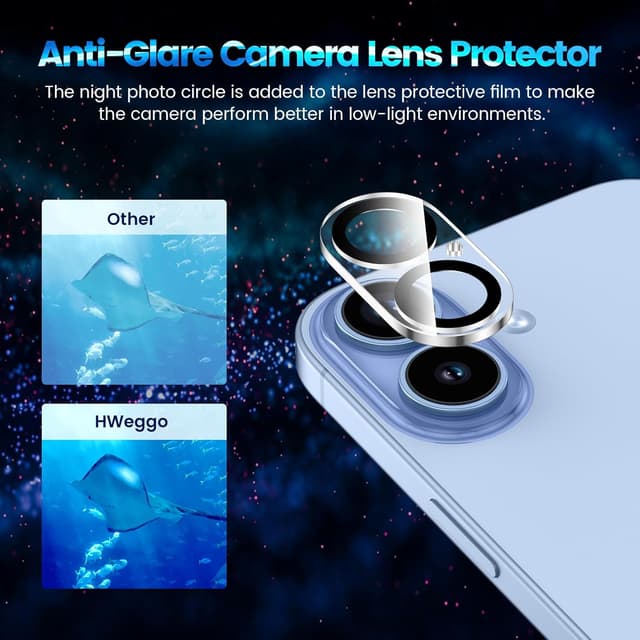 Detalle de Pack HWeggo 2 + 2 pour iPhone 17 : film de confidentialité anti-espion + protection caméra (verre trempé HD, noir)