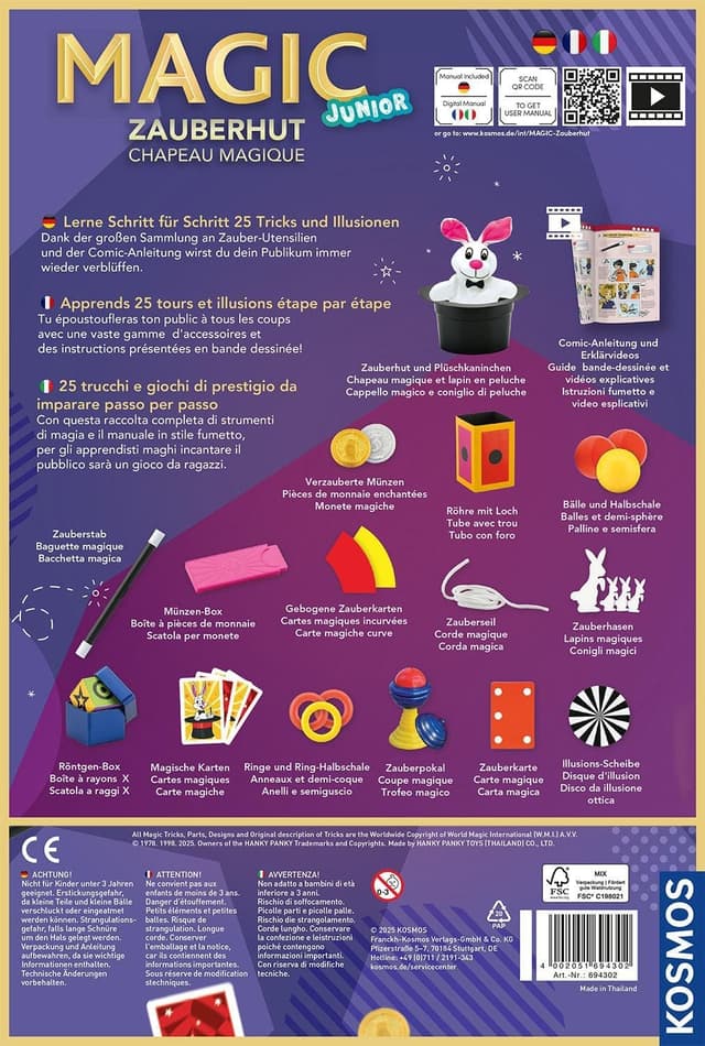 Detalle de Kosmos Magic Cappello Magico: kit di magia per bambini con bacchetta e istruzioni scaricabili