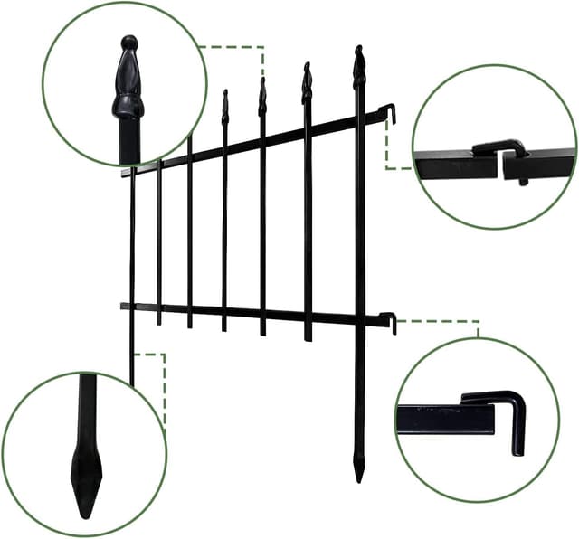 Detalle de Thealyn Metall Dekorativer Gartenzaun – 57 × 45 cm, 5 Paneele, 2,8 m Gesamtlänge (faltbar)