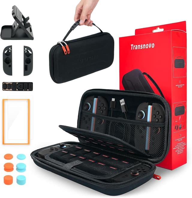 Detalle de TRANSNOVO Protective Carrying Case for Nintendo Switch 2, 16-in-1 kit