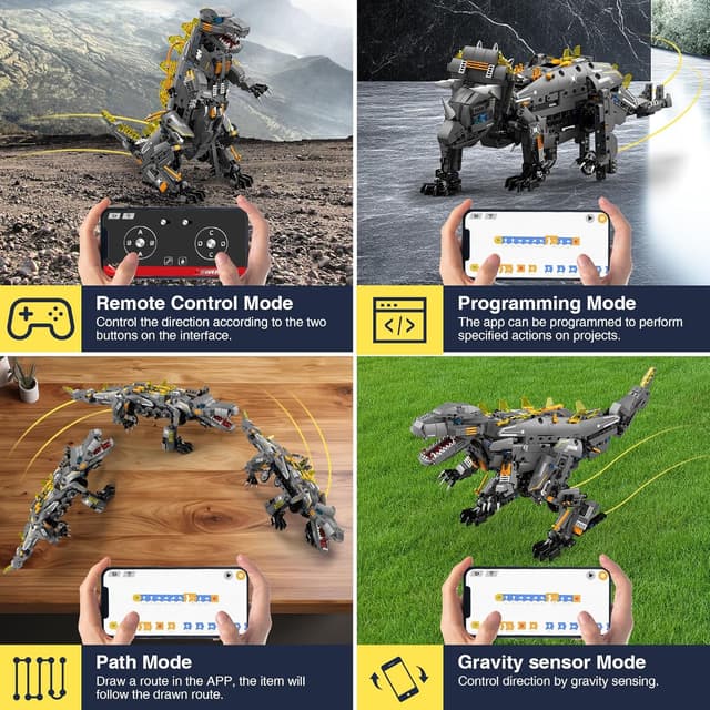 Detalle de Sunrad Technik Roboter-Bauspielzeug 5-in-1 mit App & Fernsteuerung (935 Teile) – Programmierbares Technic-Set für Kinder 7–12+