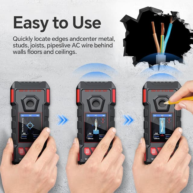 Detalle de GOTMEET Electronic Stud Finder & Wall Scanner (6-in-1) with HD LCD display and voice