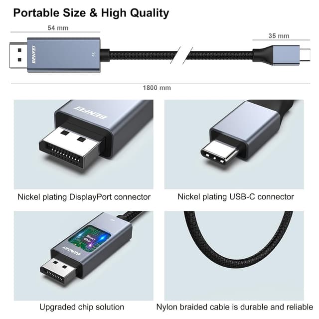 Thumbnail 6 de BENFEI Cable USB-C a DisplayPort 4K, 1.8M - 2 Pack