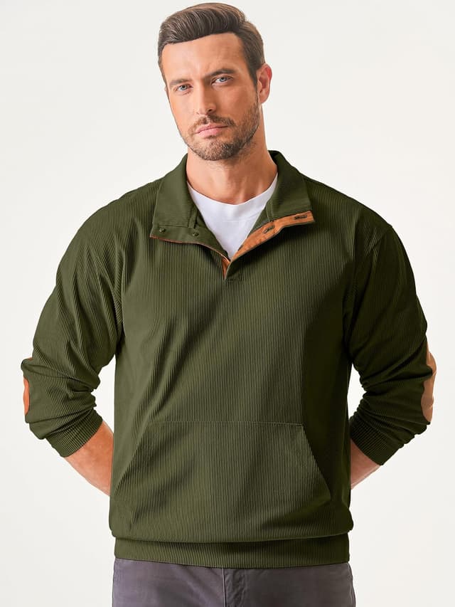 Thumbnail 6 de JMIERR Mens Warm Corduroy Sweatshirt with Pockets