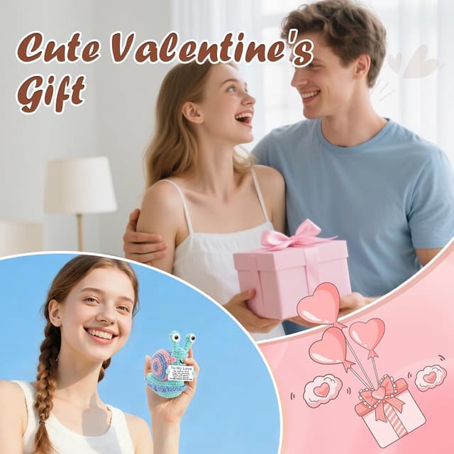 Detalle de Hoedia Hand-Crocheted Snail Plush Gift (Positive Emotional Support) for Valentine’s, Anniversary, and Birthday