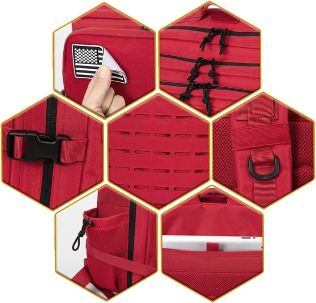 Detalle de QT&QY sac à dos tactique 25L/45L Molle 17" avec porte-bouteille