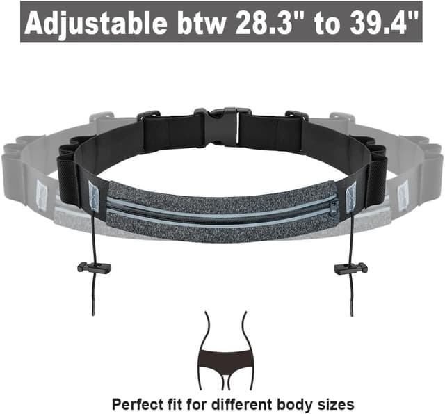Detalle 2 de RJ-Sport Laufgürtel für Handy – wasserdichte Lauftasche mit Bauchtasche, Startnummernband und verstellbarem Gummiband