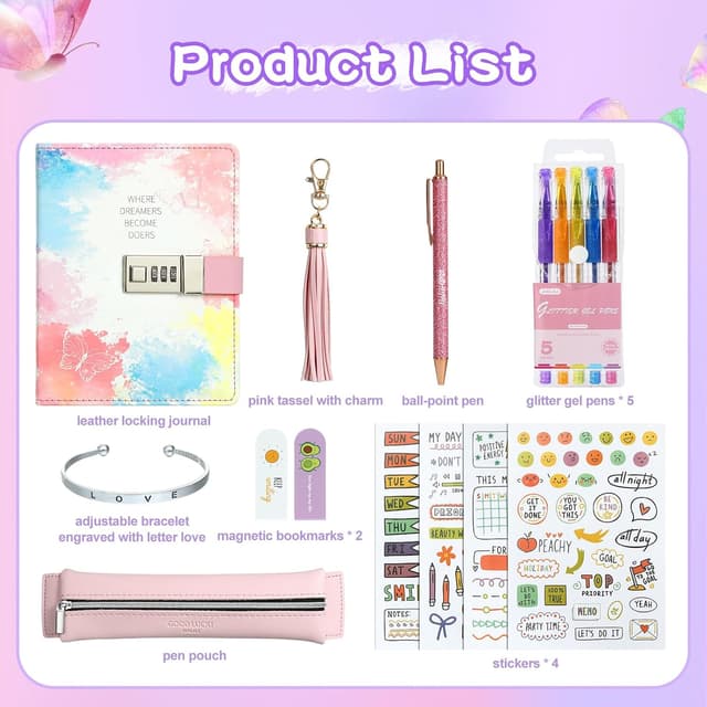 Thumbnail 2 de JIALILI Diary with Lock for Girls 8 12
